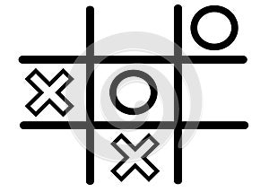 A game of tic-tac-toe in progress against a white backdrop