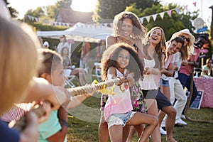 Game Of Tug Of War At Summer Garden Fete