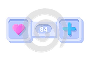 Game UI button. Mobile application or game interface element. Cartoon colorful design. Sticker or label for user