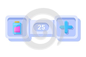 Game UI button. Mobile application or game interface element. Cartoon colorful design. Sticker or label for user