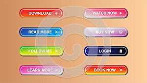 Game ui set of Buttons. GUI to build 2D games. Vector.