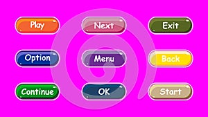Game ui set of Buttons. GUI to build 2D games. Vector.