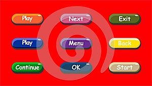 Game ui set of Buttons. GUI to build 2D games. Vector.
