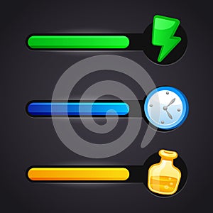 Game vector icons and resource bar set