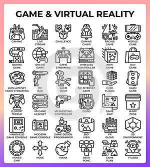 Game and virtual reality icon set