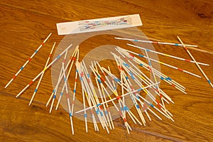 Game with wooden sticks on the table