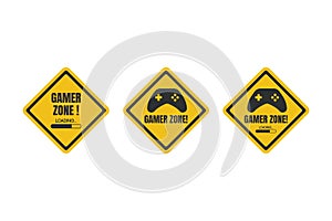 Game Zone Yellow Sign. gamer zone loading