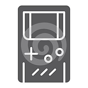 Gameboy glyph icon, leisure and play, game console sign, vector graphics, a solid pattern on a white background