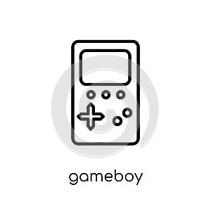 gameboy icon. Trendy modern flat linear vector gameboy icon on w