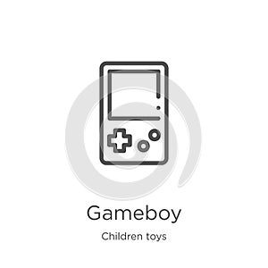 gameboy icon vector from children toys collection. Thin line gameboy outline icon vector illustration. Outline, thin line gameboy