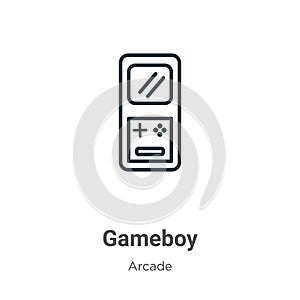 Gameboy outline vector icon. Thin line black gameboy icon, flat vector simple element illustration from editable arcade concept