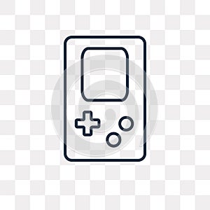 Gameboy vector icon isolated on transparent background, linear G photo