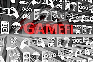 GAMEFI concept blurred background 3d