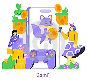 GameFi. Flat Vector Illustration