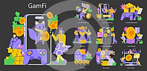 GameFi. Flat Vector Illustration