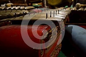 Gamelan or bonang javanese traditional indonesia instrumental music