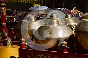 Gamelan or bonang javanese traditional indonesia instrumental music