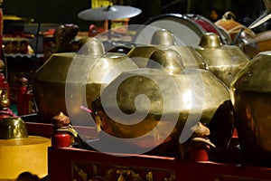 Gamelan or bonang javanese traditional indonesia instrumental music