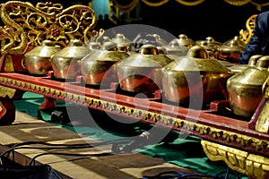 Gamelan or bonang javanese traditional indonesia instrumental music