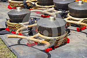 Gamelan, traditional musical instruments of Java and Bali in Indonesia. Close up