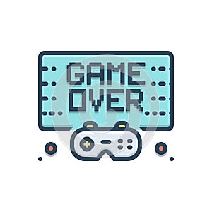 Color illustration icon for Gameover, video and videogame