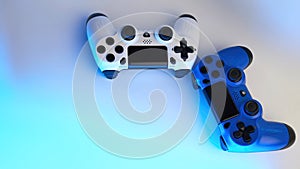 Gamepad on abstract background with light effects