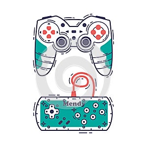 Gamepad as Game Controller and Input Device for Video Game Console Outline Vector Set