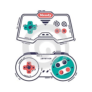 Gamepad as Game Controller and Input Device for Video Game Console Outline Vector Set