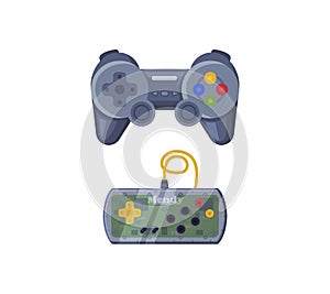 Gamepad as Game Controller and Input Device for Video Game Console Vector Set