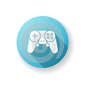 Gamepad blue flat design long shadow glyph icon