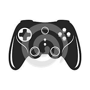 Gamepad bold black silhouette icon isolated on white. Joypad with buttons, game controller pictogram.