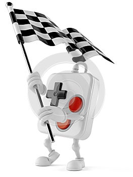 Gamepad character waving race flag