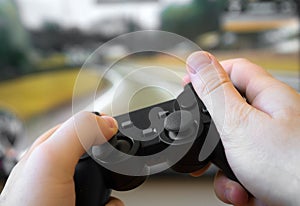 Gamepad controller in hands