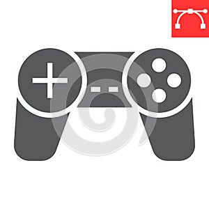 Gamepad glyph icon, video games and console, joystick sign vector graphics, editable stroke solid icon, eps 10.