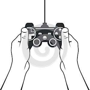 Gamepad in hands icon - game console controller photo