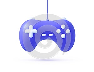 Gamepad icon in 3d style. Purple gamepad 3d icon in modern style. Realistic 3d design. Game element. Isolated object