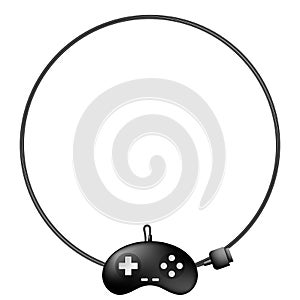 Gamepad or joypad black color and circle shape frame made from cable design