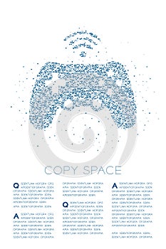 Gamepad or joypad shape Particle Geometric Square box pixel pattern, Esports game controller design blue color illustration on