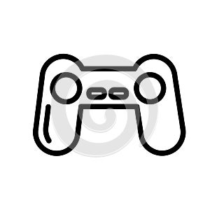 Gamepad, joystick controller minimal black and white outline icon. Flat vector illustration. Isolated on white.
