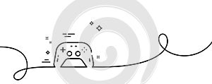Gamepad line icon. Game joystick sign. Continuous line with curl. Vector