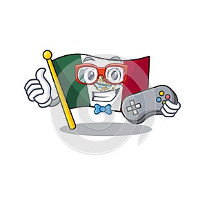 Gamer flag mexico isolated with the character