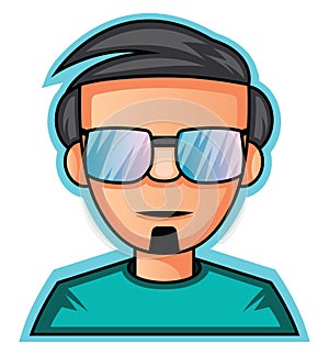 Gamer with glasses Gaming logo illustration vector