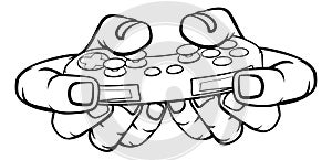 Gamer Hand Holding Video Gaming Game Controller photo