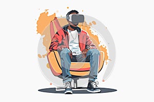 Gamer Immersed in Virtual Reality isolated