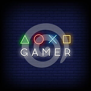 Gamer Neon Signs Style Text Vector