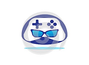 Gamer robot head console symbol vector logo design illustration on white background