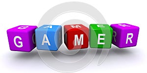 Gamer word block on white