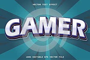 gamer word 3d text effect cartoon style editable text