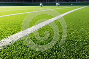 Gameready white stripe on a perfectly manicured green soccer field