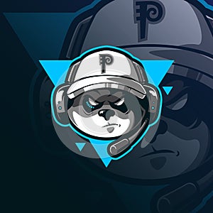 Gamers mascot logo design vector with modern illustration concept style for badge, emblem and tshirt printing. panda head